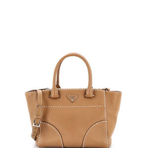 Prada Small Twin Pocket Convertible Tote Stitched City Calf
